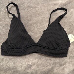 Aerie Black Triangle Patterned Bikini Top Size Small